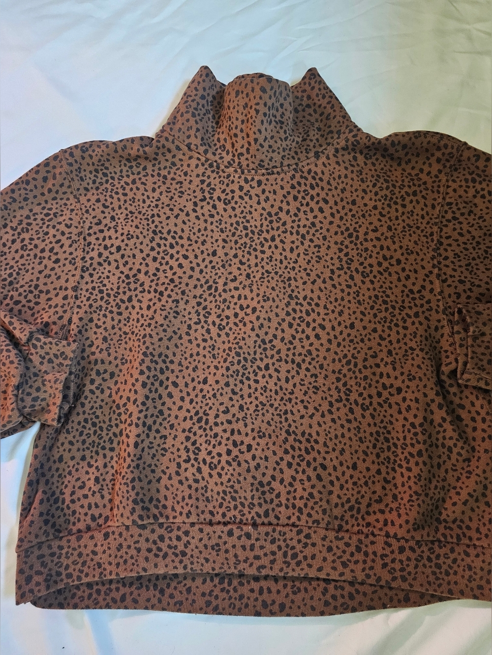 Abercrombie Cozy Brown Leopard Print Mock Turtleneck Women's Sweatshirt - Small - Picture 9 of 10